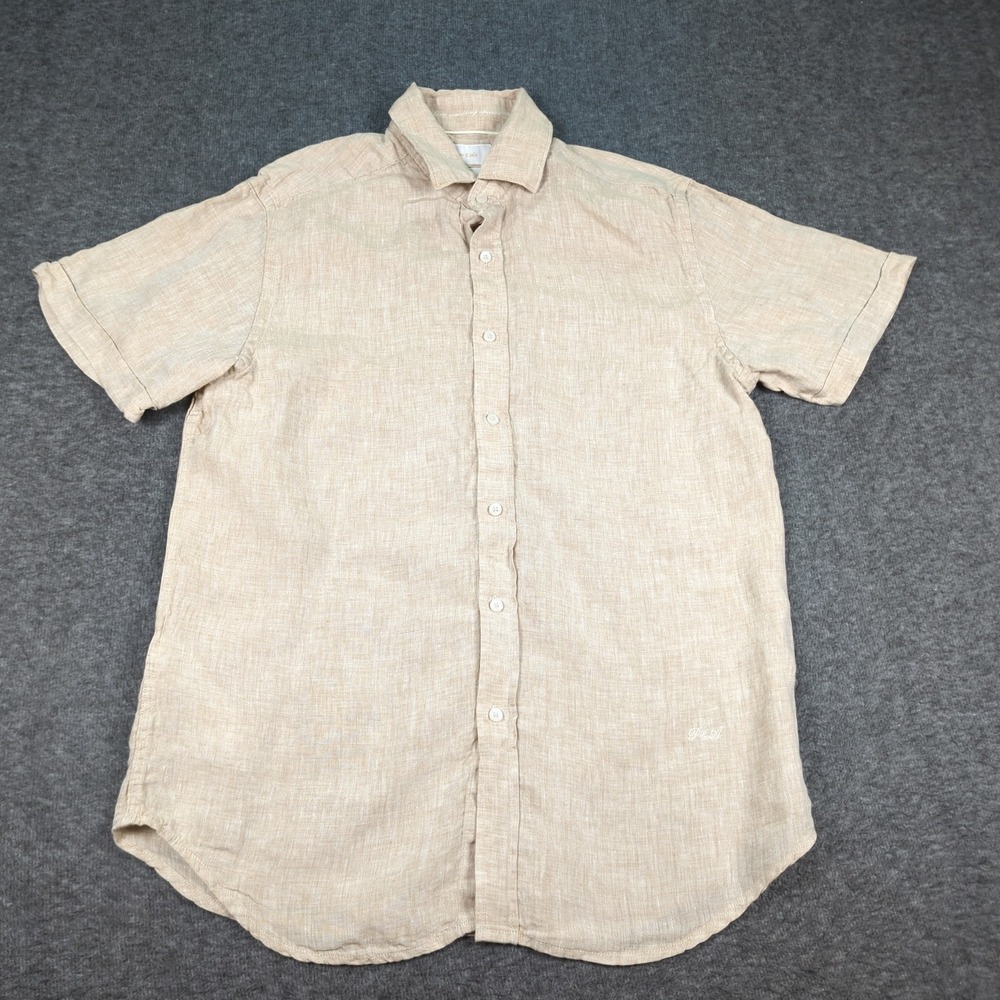 Porter ans Ash Shirt Mens Small Khaki Linen Casual Preppy Classic